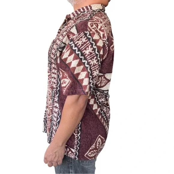 Vintage Locals Only Hawaii Aloha shirt full button front Large Tapa Bark Cloth - Picture 4 of 7